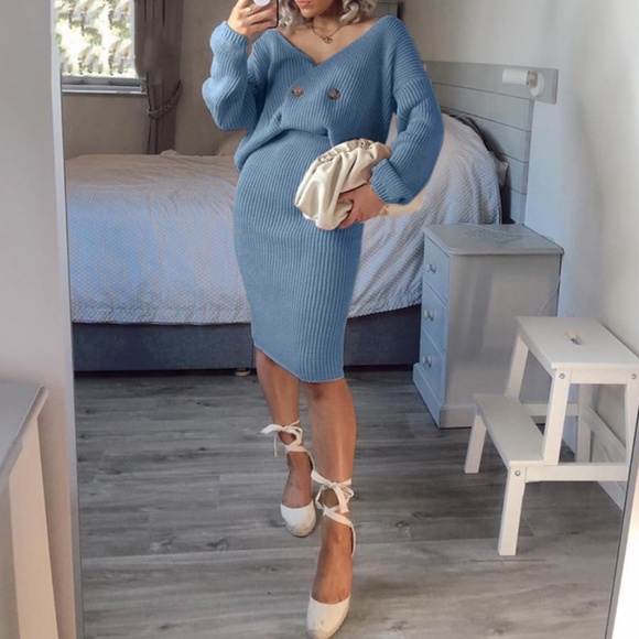 🎥 Blue Cable Knit 2 Piece Skirt Set - Picture 9 of 15